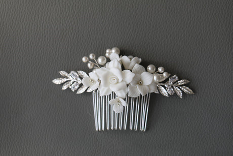 INS Simple Silver Ceramic Flower Hair Accessories