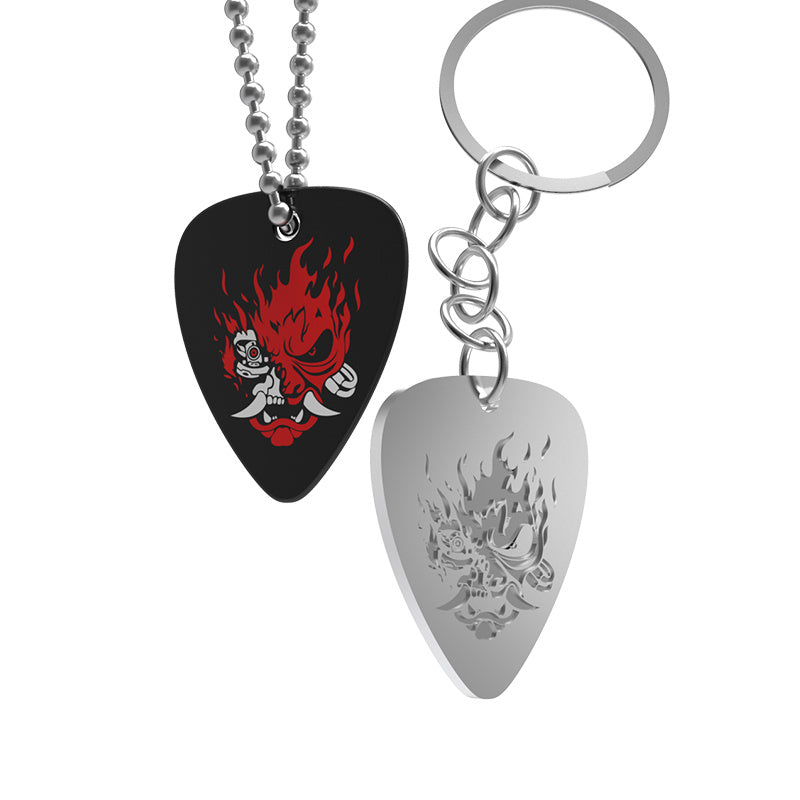 Couple Titanium Steel Band Picks Keychain