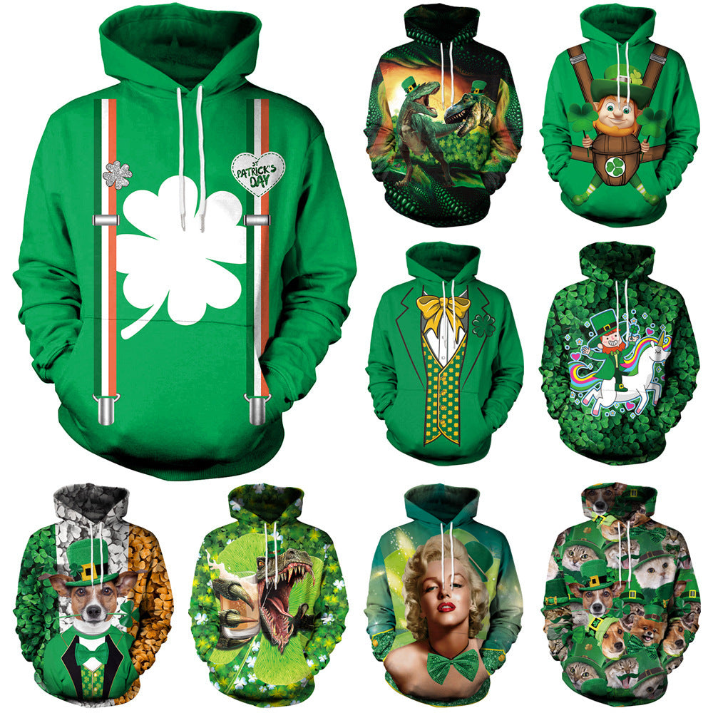 Activities Festival Style Green Hat Festival Long-Sleeved Hooded Sweater Women