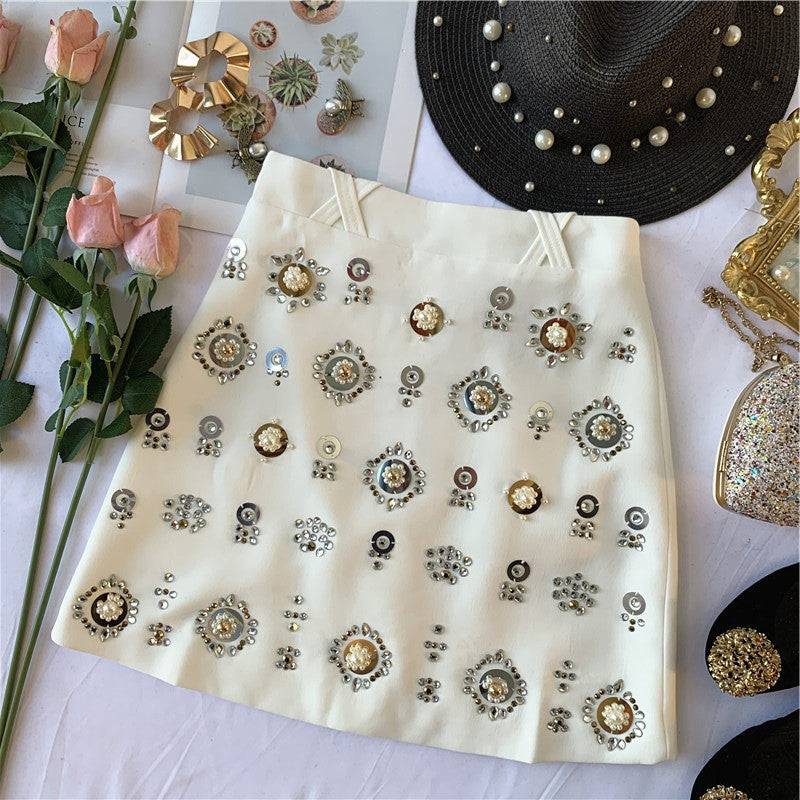 Hand-Beaded High Waist Skirt Looks Thin