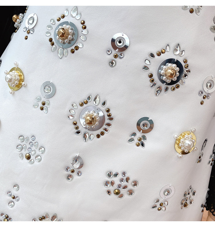 Hand-Beaded High Waist Skirt Looks Thin