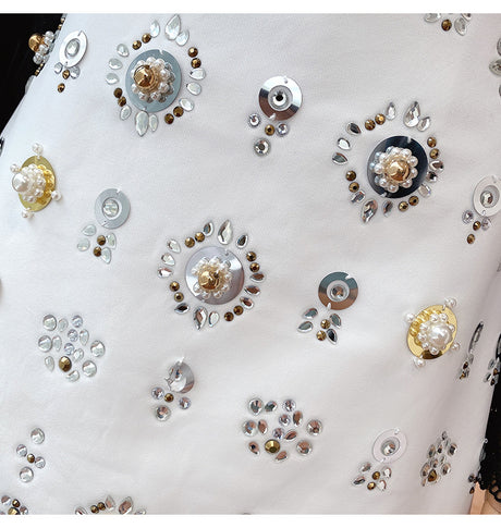 Hand-Beaded High Waist Skirt Looks Thin