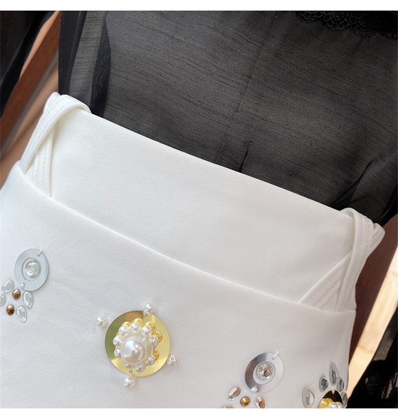 Hand-Beaded High Waist Skirt Looks Thin