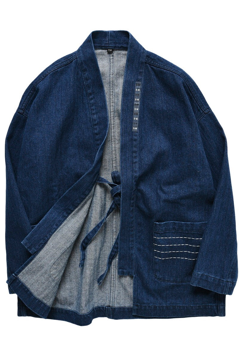 Herringbone Denim Denim Robe Loose Jacket