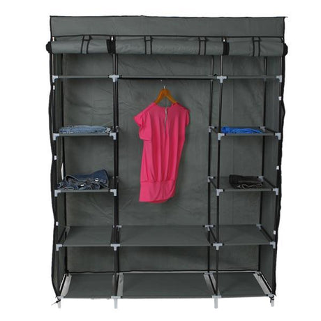 5-layer 12 Grid Canvas Free Wardrobe Gray