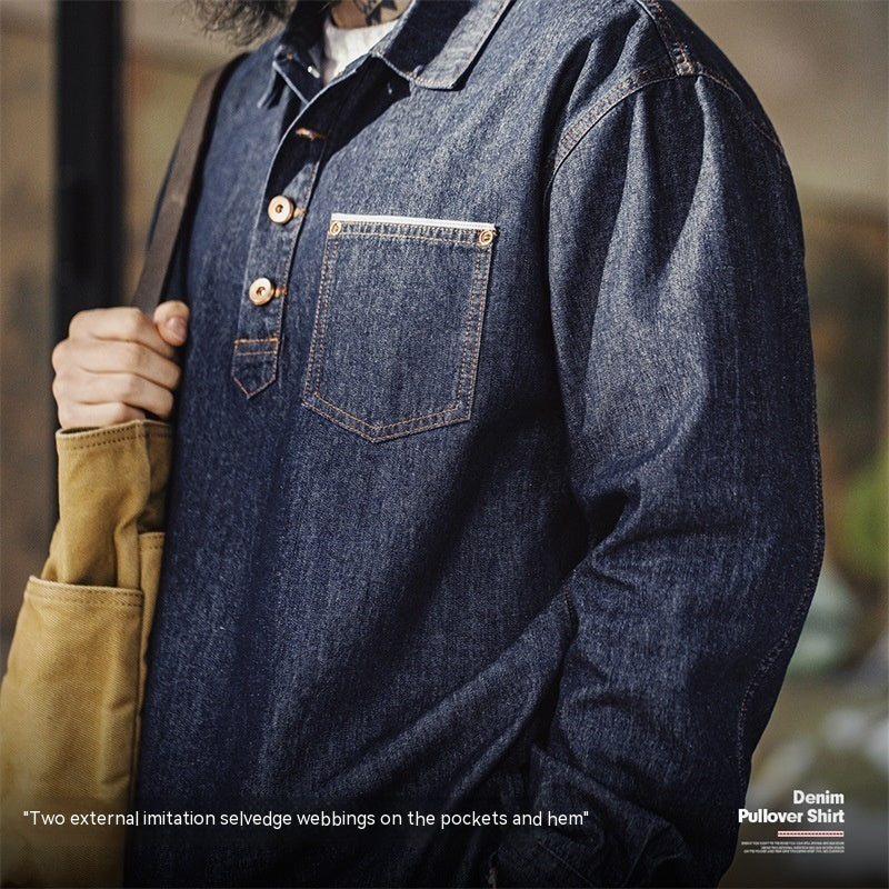 Men's American Retro Denim Denim Shirt