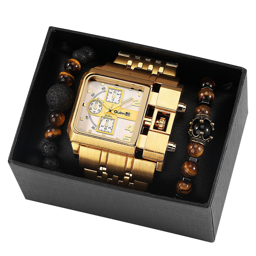 Multi Time Zone Large Dial Luminous Men's Watch
