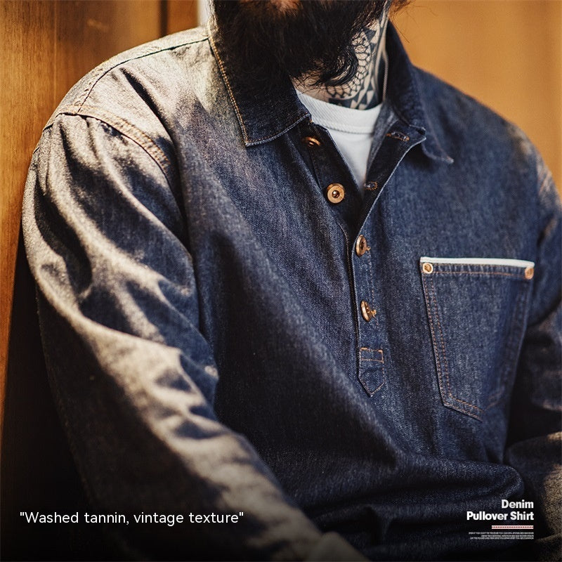 Men's American Retro Denim Denim Shirt