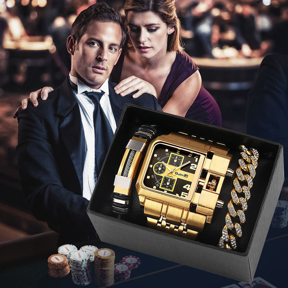 Multi Time Zone Large Dial Luminous Men's Watch