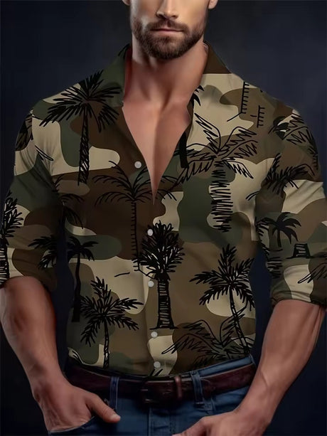 Men's Long Sleeve Shirt Palm Tree