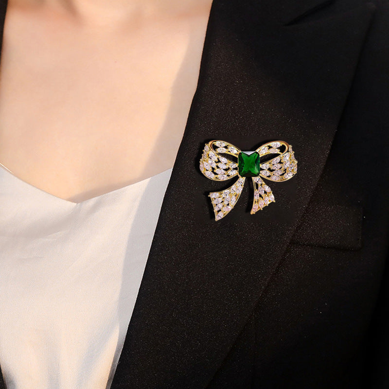 Zircon Bow Brooch Simple Sweater Corsage Accessories
