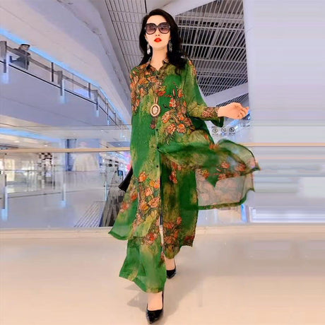 Spring And Summer New Fashion Suit Women's Large Size Cover Belly Looks Thin