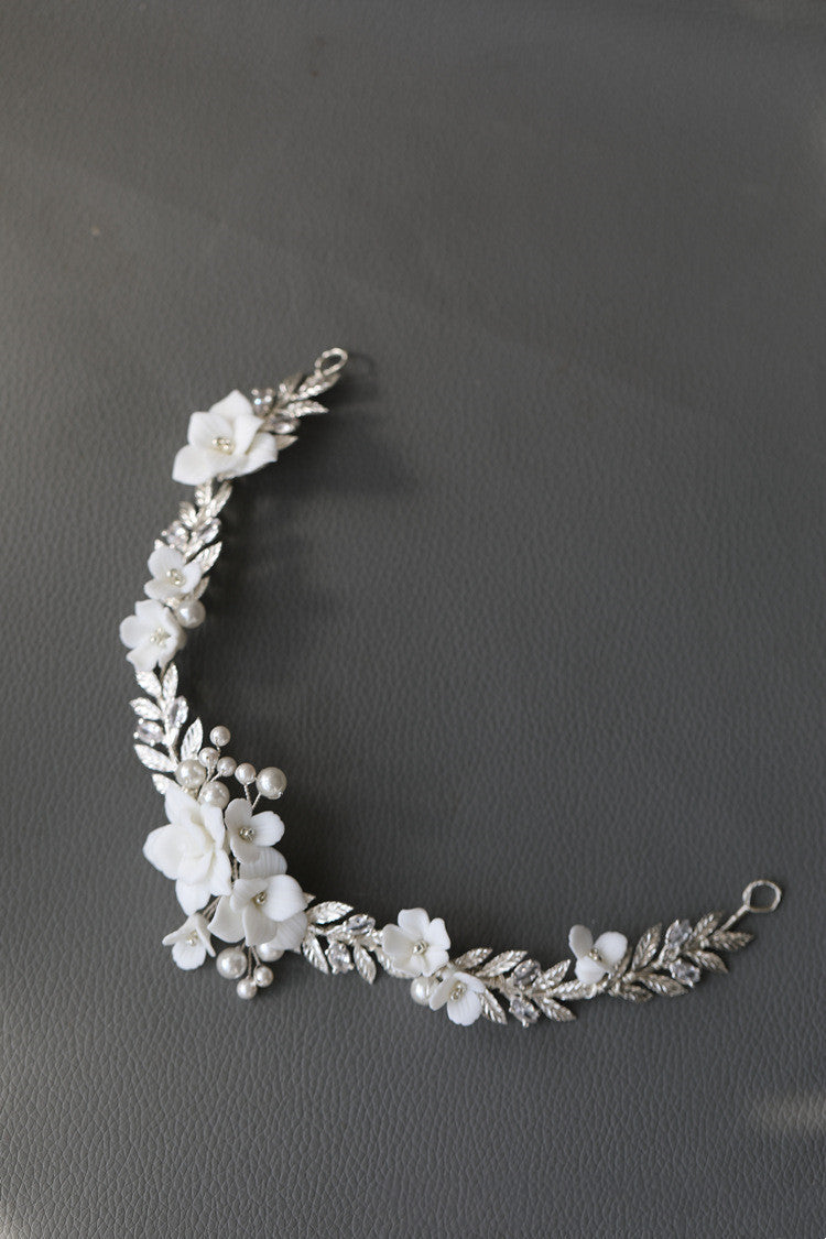INS Simple Silver Ceramic Flower Hair Accessories