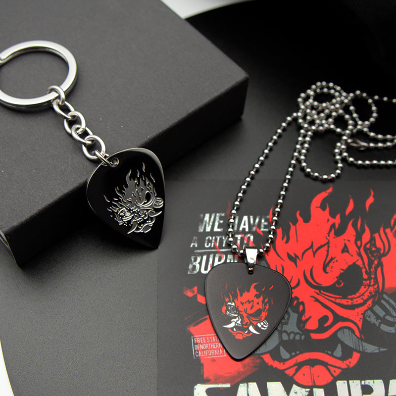 Couple Titanium Steel Band Picks Keychain