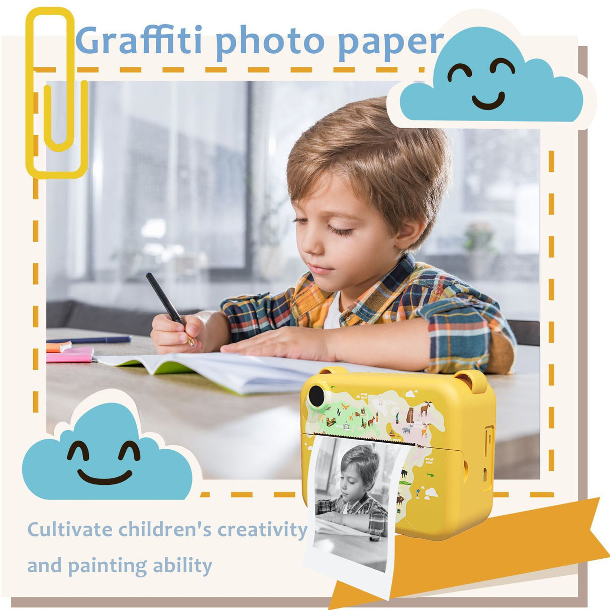 Cross-border New Arrival Children's Camera Small SLR Polaroid Camera DIY Thermal