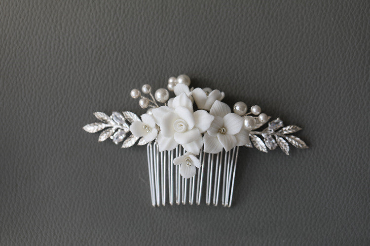 INS Simple Silver Ceramic Flower Hair Accessories