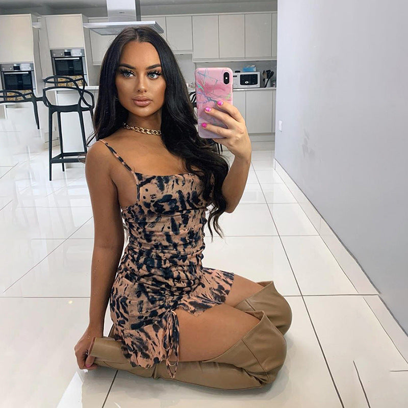 Fashion street style sexy halter print dress