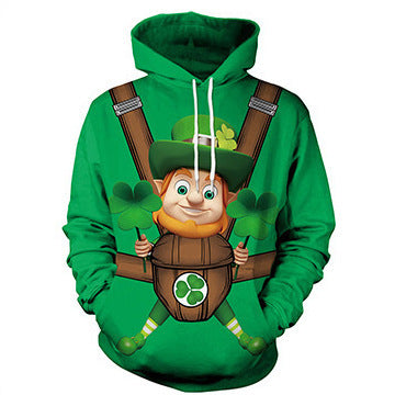 Activities Festival Style Green Hat Festival Long-Sleeved Hooded Sweater Women