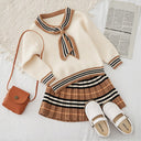 Autumn New Arrival Girls Knitted 2 Pieces Suit