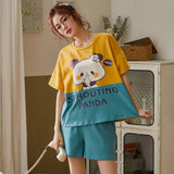Pajamas Women Summer Pure Cotton Thin Short-Sleeved Shorts Cute Japanese Summer Two-Piece Suit