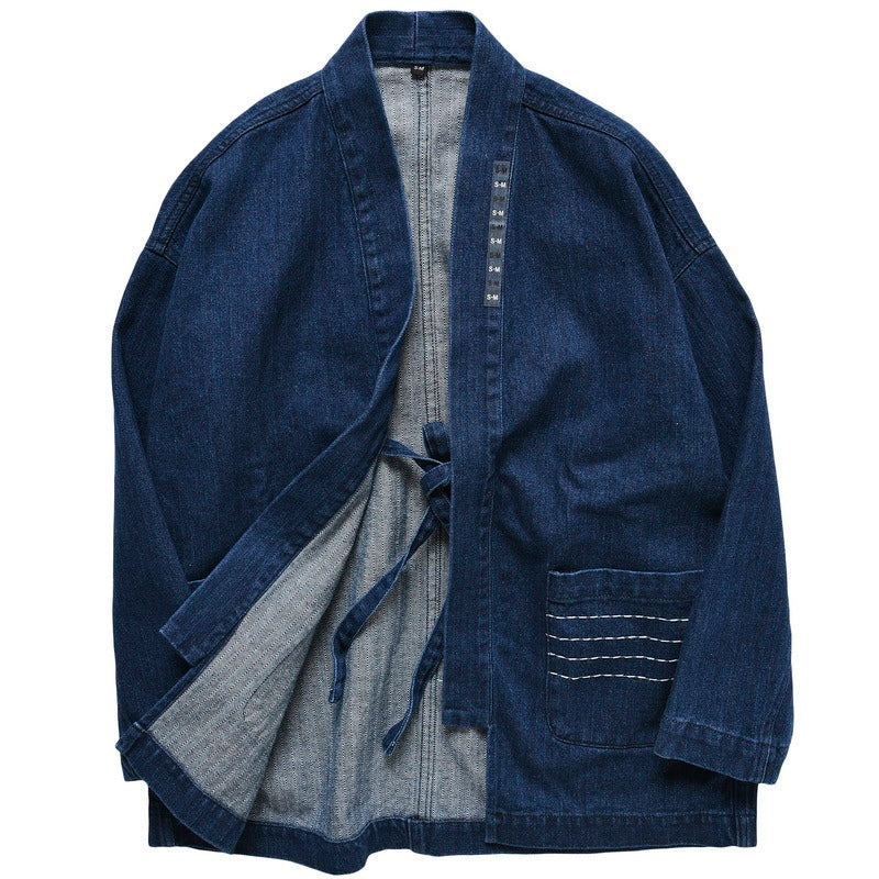 Herringbone Denim Denim Robe Loose Jacket