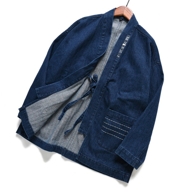Herringbone Denim Denim Robe Loose Jacket