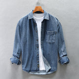 Drop Shoulder Loose Casual Denim Shirt For Men Coat