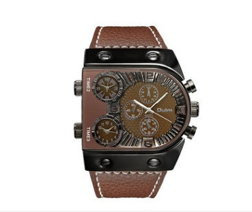 Large dial multi-time zone men's watch quartz watch