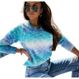 New Arrival Women's Pullover Long-sleeved Round Neck Gradient Rainbow Slim-fit Sweater