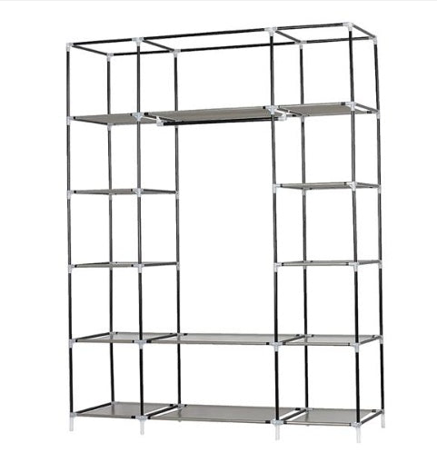 5-layer 12 Grid Canvas Free Wardrobe Gray