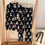 Korean Style Couple Thickened Long-sleeved Pajamas Home Wear Suit Women