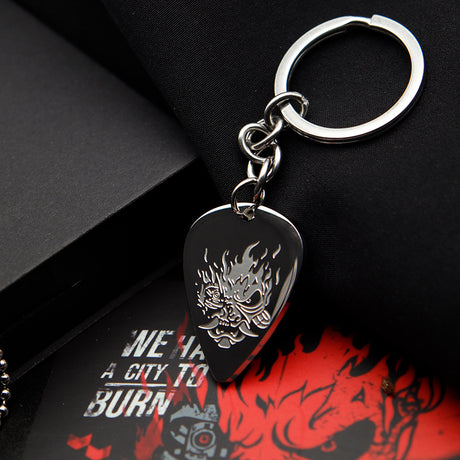 Couple Titanium Steel Band Picks Keychain