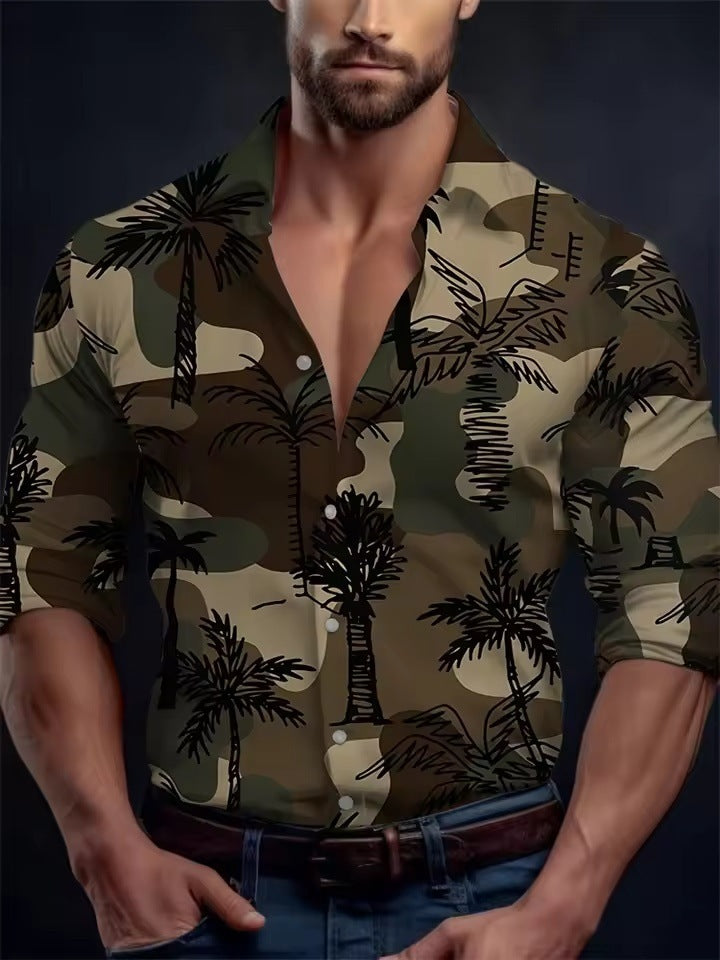 Men's Long Sleeve Shirt Palm Tree