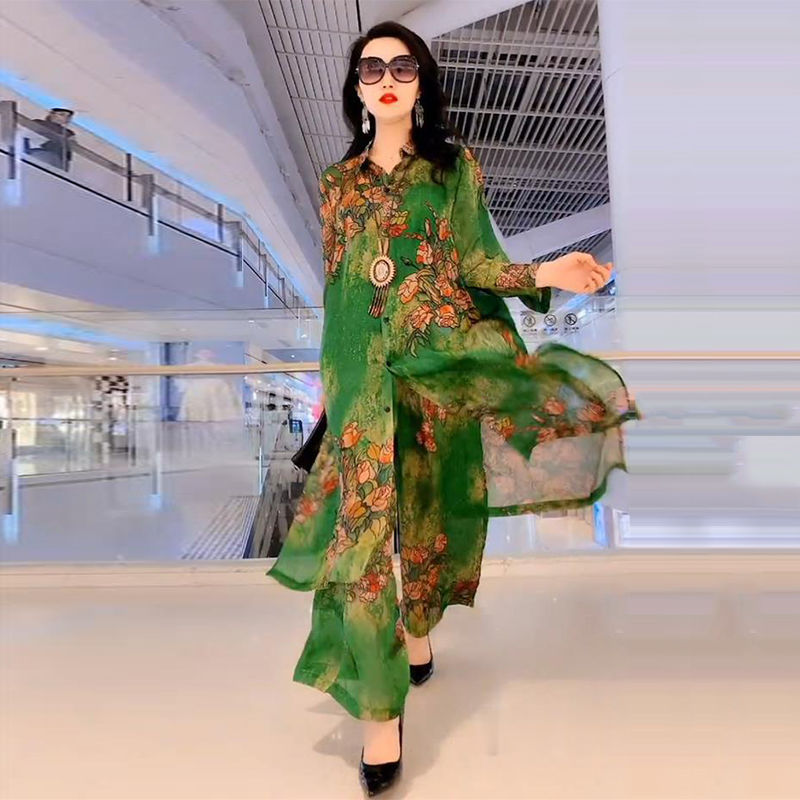 Spring And Summer New Fashion Suit Women's Large Size Cover Belly Looks Thin