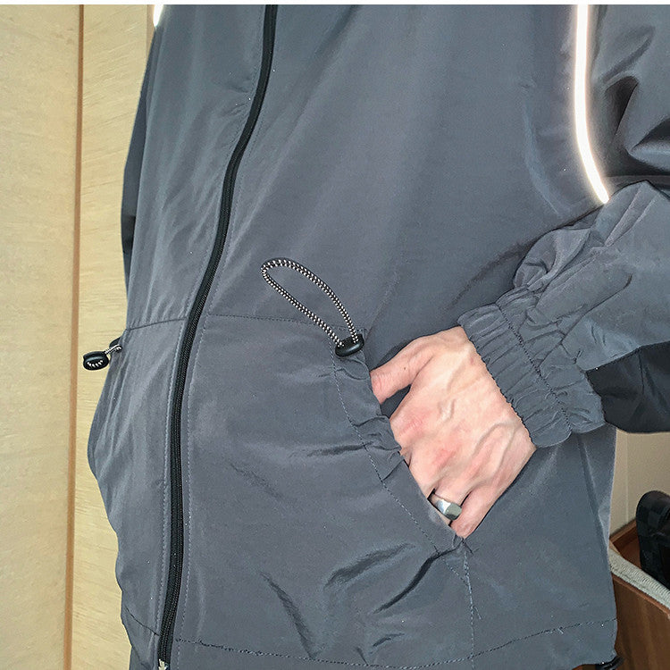 Men's Reflective Athleisure Jacket Pants Two Piece