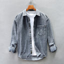 Drop Shoulder Loose Casual Denim Shirt For Men Coat