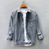 Drop Shoulder Loose Casual Denim Shirt For Men Coat