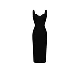 Black Suspender Wrap Hip Dress Looks Slim