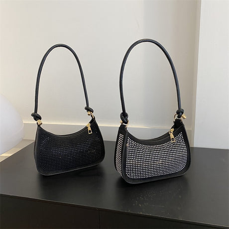 Diamond-embedded Western Style Underarm Bag Fashion Fashion Casual Shoulder Bag