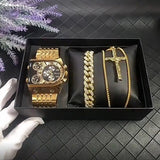 Multi-time Zone Large Dial Luminous Men's Watch