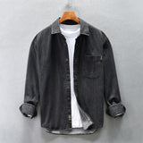 Drop Shoulder Loose Casual Denim Shirt For Men Coat