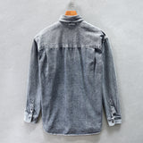 Drop Shoulder Loose Casual Denim Shirt For Men Coat