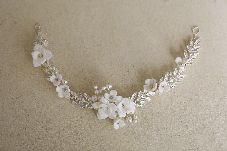 INS Simple Silver Ceramic Flower Hair Accessories