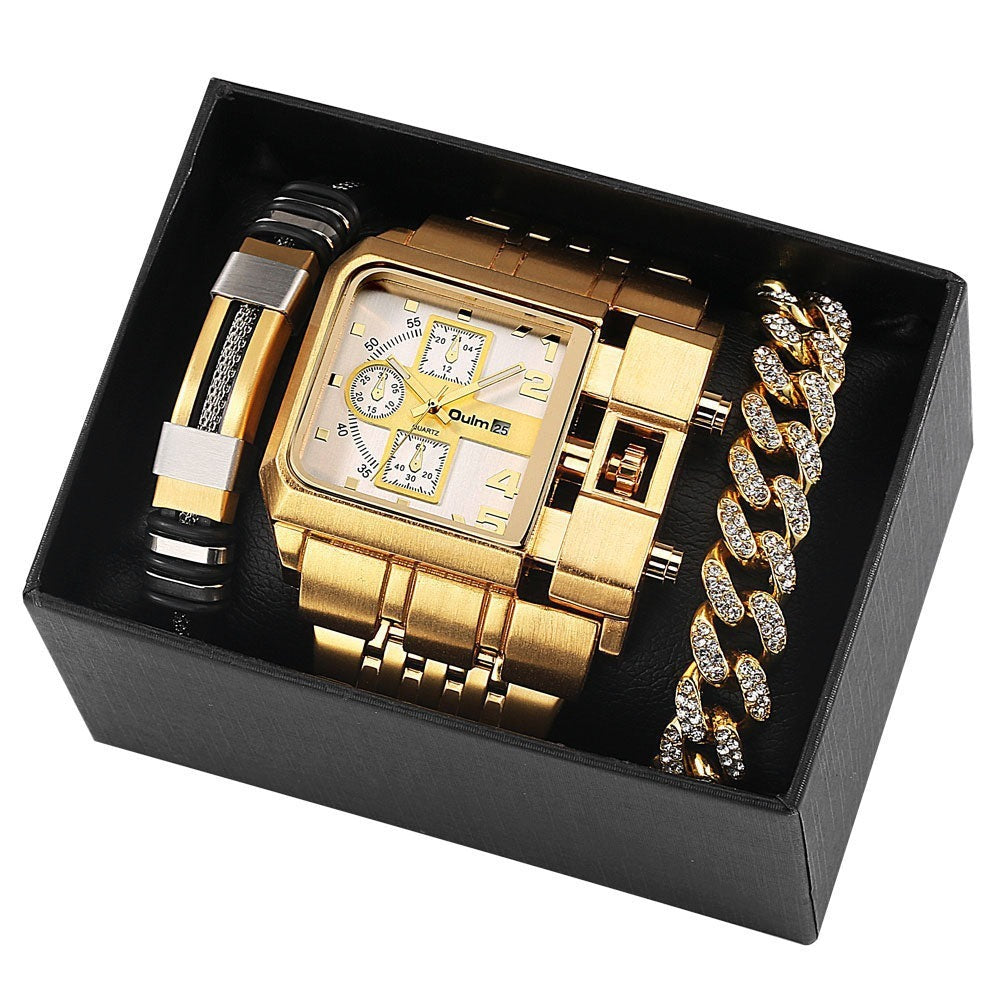 New Multi-time Zone Large Dial Luminous Men's Watch
