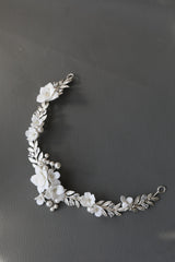 INS Simple Silver Ceramic Flower Hair Accessories
