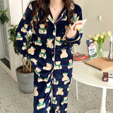 Korean Style Couple Thickened Long-sleeved Pajamas Home Wear Suit Women