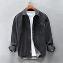Drop Shoulder Loose Casual Denim Shirt For Men Coat