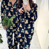 Korean Style Couple Thickened Long-sleeved Pajamas Home Wear Suit Women
