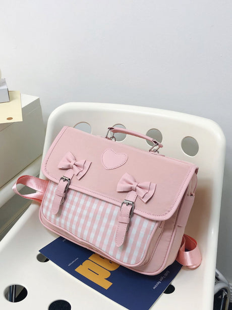 Fashion British Style Girls' Checkered Backpack